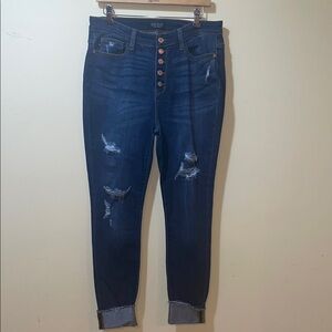 Judy Blue Dark Indigo Distressed Skinny Jeans